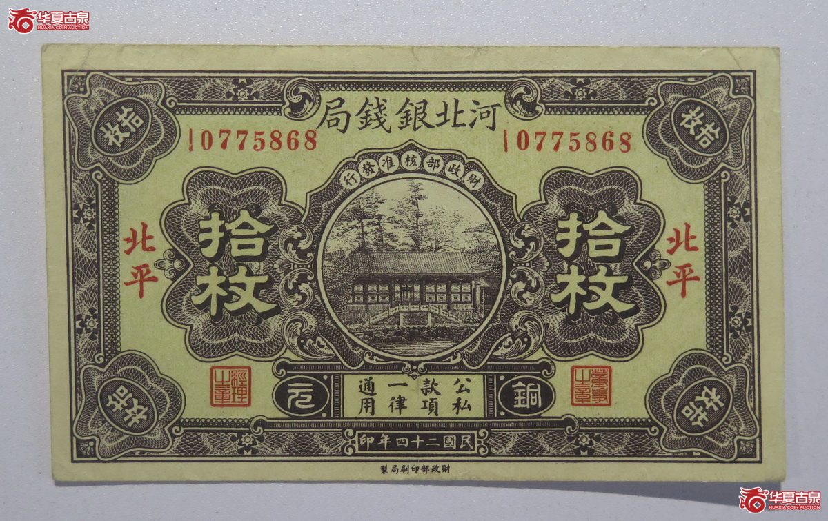 122／民国24年河北银钱局拾枚（北平）