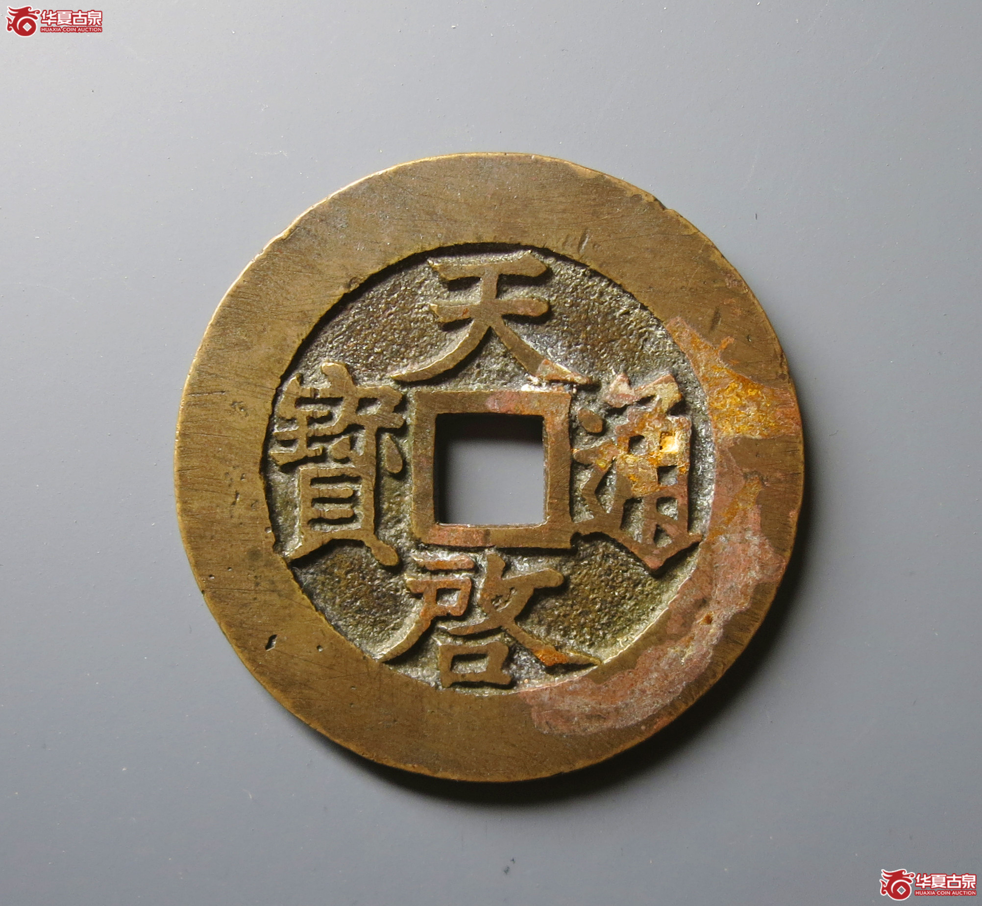 （华夏评级 极美86）天启通宝折十背府