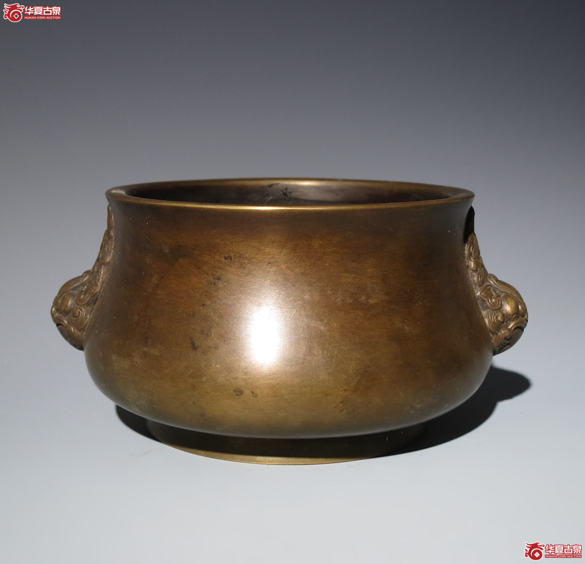 （深圳发货）天鸡耳 圈足铜炉 厚重 大明宣德年制款成交图